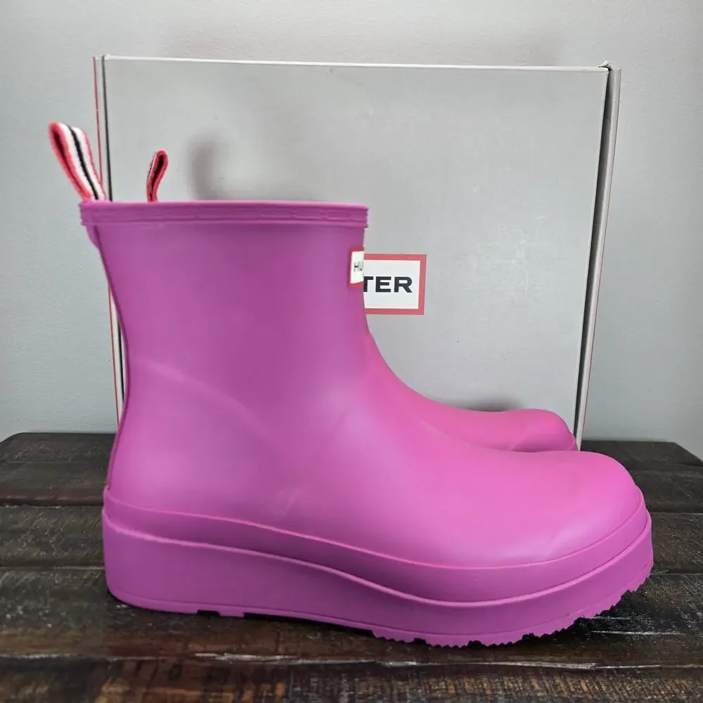Hunter Original Short Play Boots Womens Size 10 Waterproof Rain Prismatic Pink